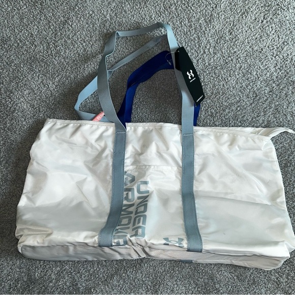 Under Armour Blue and White Tote Bag with Reflective Finish - Picture 1 of 7